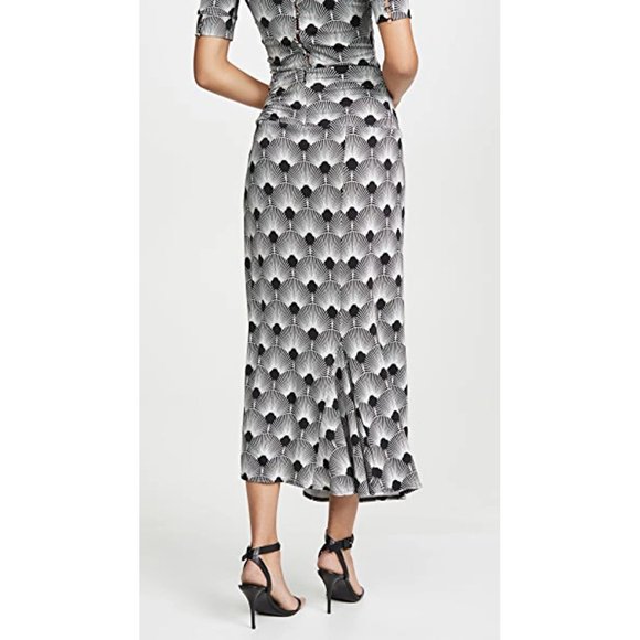 NWT Paco Rabanne Black and White Printed Midi Skirt 38 - Picture 8 of 12